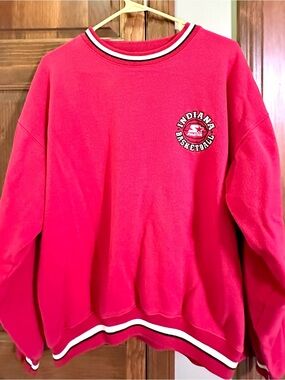 VINTAGE 1990 STARTER Red Indiana Basketball Crewneck with White & Black Trim